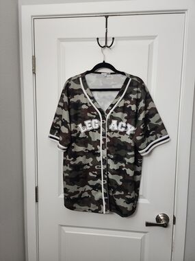 3/$25  Fashion Nova Camo Baseball Jersey - Green, Brown, Black